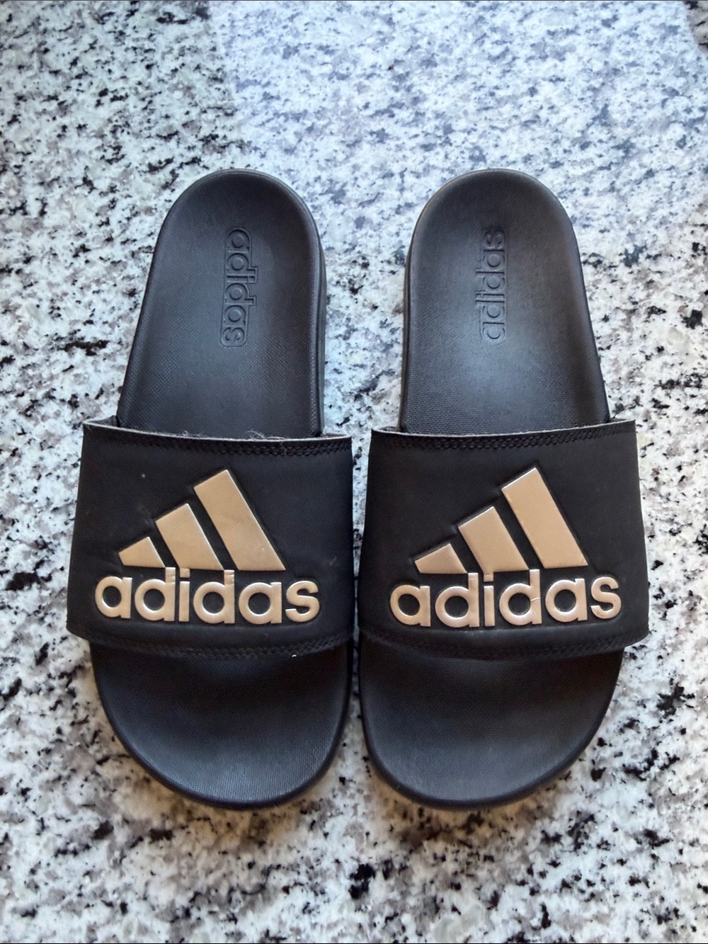 adidas Kids Black and Gold Logo Slide Sandals